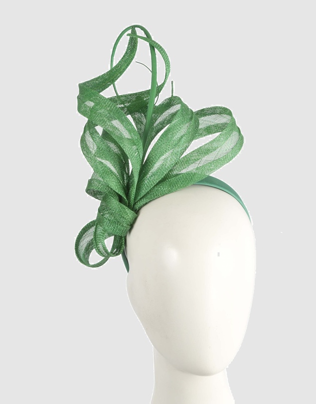 Max Alexander - Tall Green Sinamay Fascinator