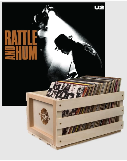 Universal Music - Crosley Record Storage Crate & U2 Rattle And Hum - Vinyl Album Bundle