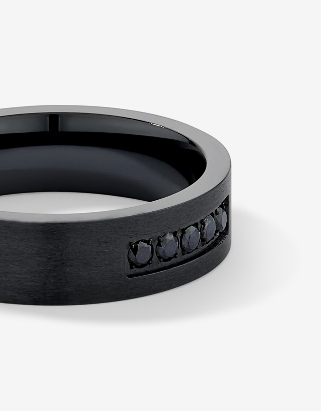 Michael Hill - 6mm Black Diamond Wedding Band in Black Titanium