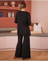 Angel Maternity - 3-Piece Maternity Set with Wide Leg Maternity Pant in Black