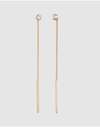 Elli Jewelry - Earrings Ear Hanger Pull Through Basic with Crystal in 925 Sterling Silver Gold Plated