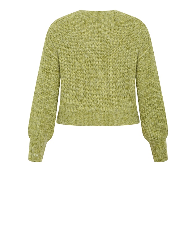 City Chic - Plus size Kiara V Neck Cardigan - matcha