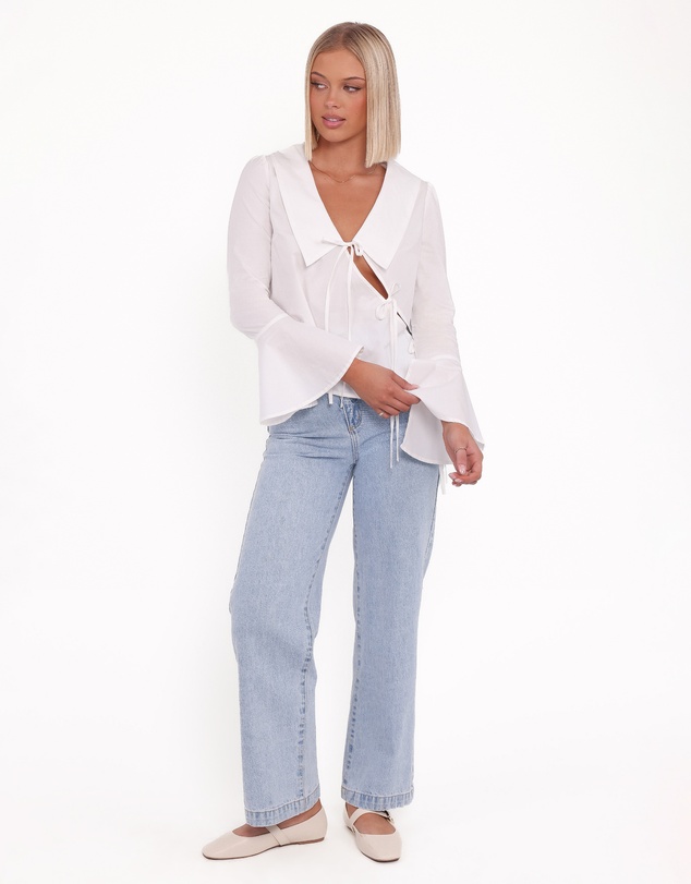 Petal & Pup - Adler Asymmetrical Tie Shirt - White