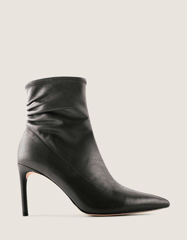 Shelly Shen - Delta Heel Ankle Boots Black Leather