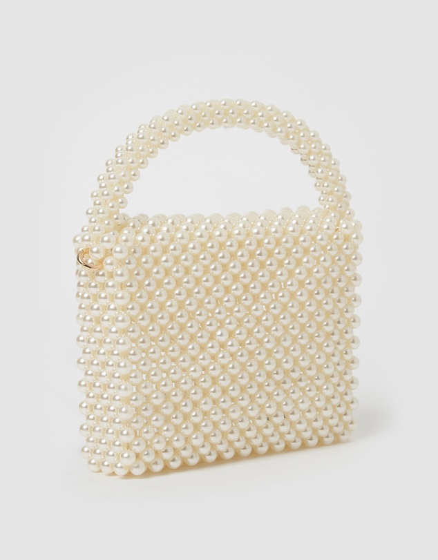 Izoa - Tiffany Pearl Handbag White
