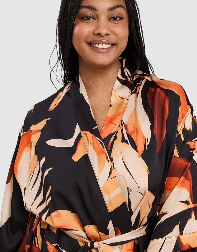 Sans Complexe - Pure Chic Floral Print Short Viscose Satin Robe
