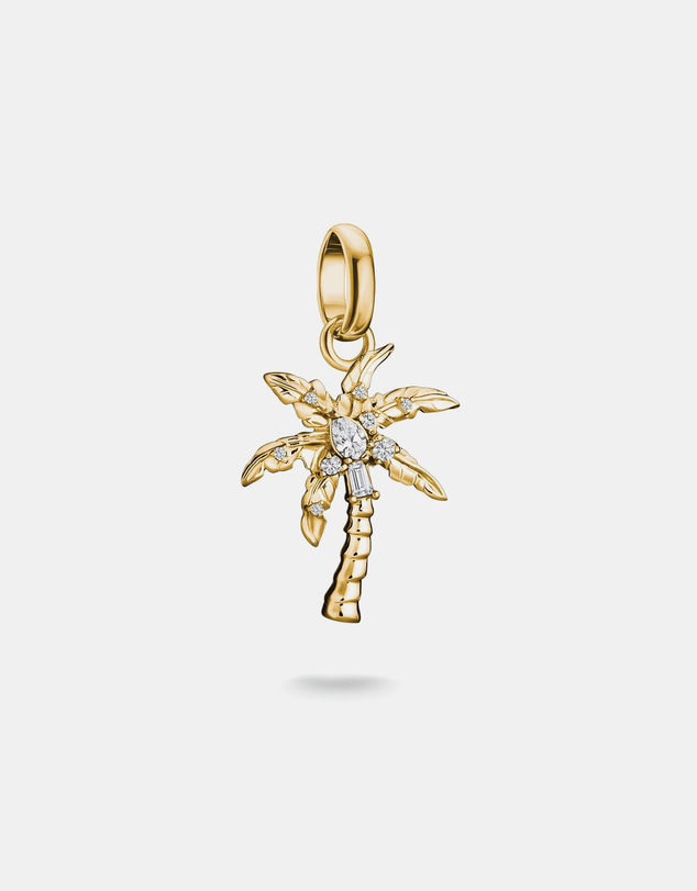 THOMAS SABO - Gold-Plated Palm Tree Charm with White Zirconia