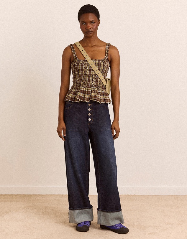 Damson Madder - Gigi Baggy Wide Turn-Up Jeans