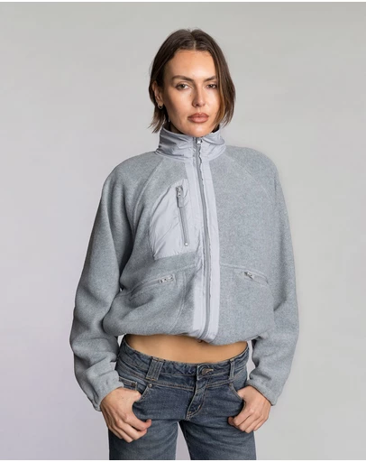 Love and Nostalgia - Burger Queen Polar Fleece Jacket - Grey Marle
