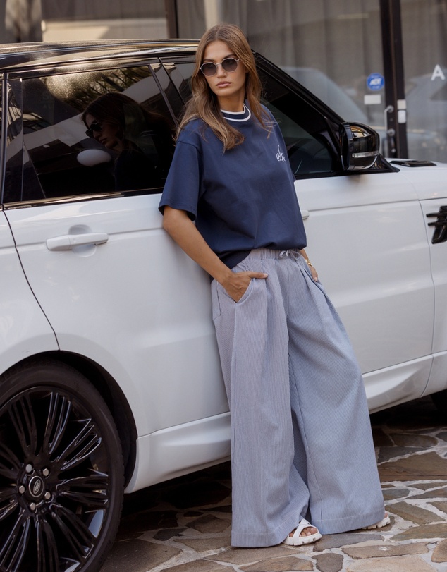 ALEXANDRA - Teri Pants Navy Stripe