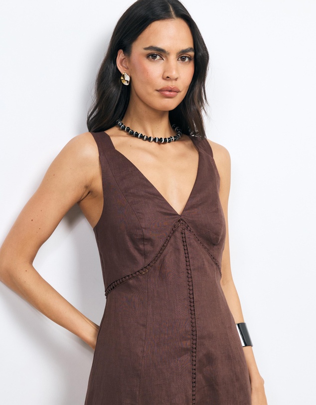 AERE - Tali Panelled V Neck Midi Dress