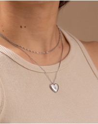 Wanderlust + Co - Heart Silver Locket Necklace
