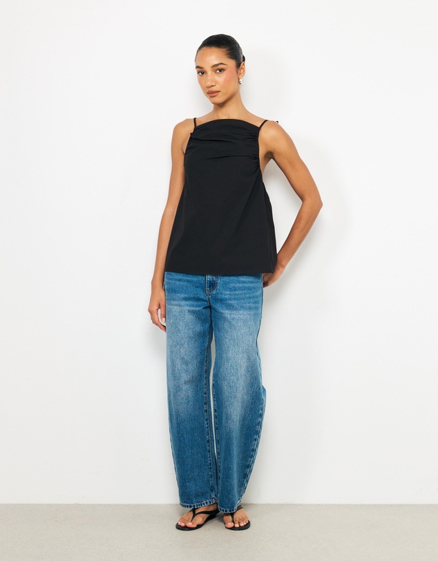 AERE - Zara Ruched Poplin Top