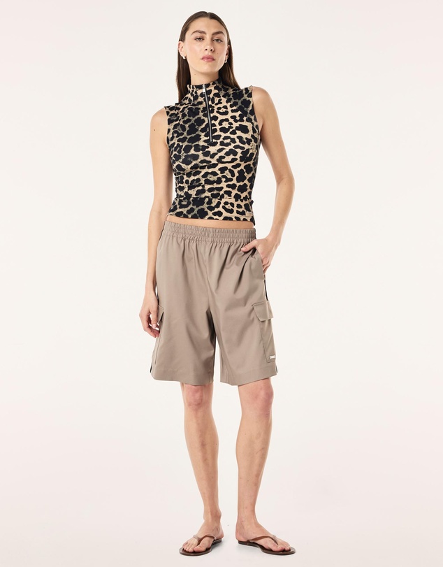 P.E Nation - Leopard Routine Quarter Zip Tank