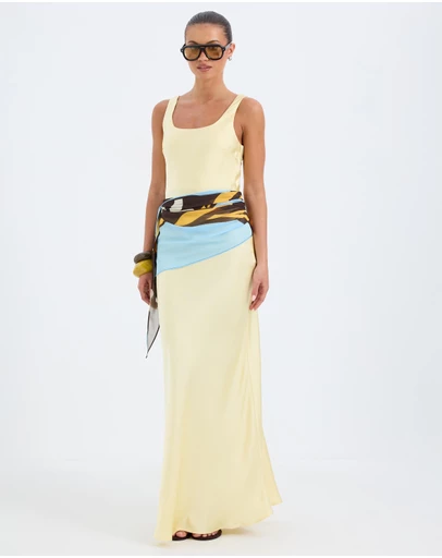 Calli - Wren Floral Print Scarf Maxi Dress
