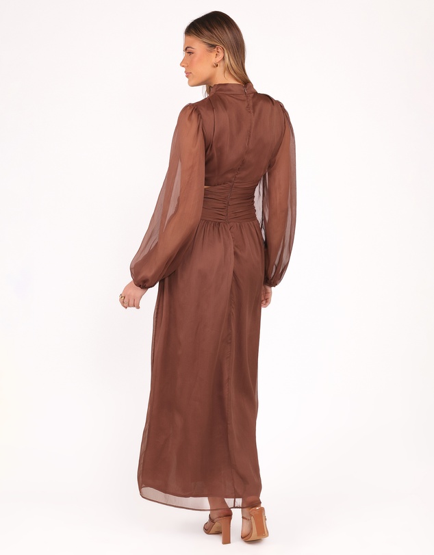 Petal & Pup - Neveah Long Sleeve Maxi Dress - Chocolate