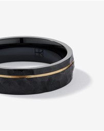 Michael Hill - 6mm Patterned Wedding Band in Black Titanium and 10KT Yellow Gold