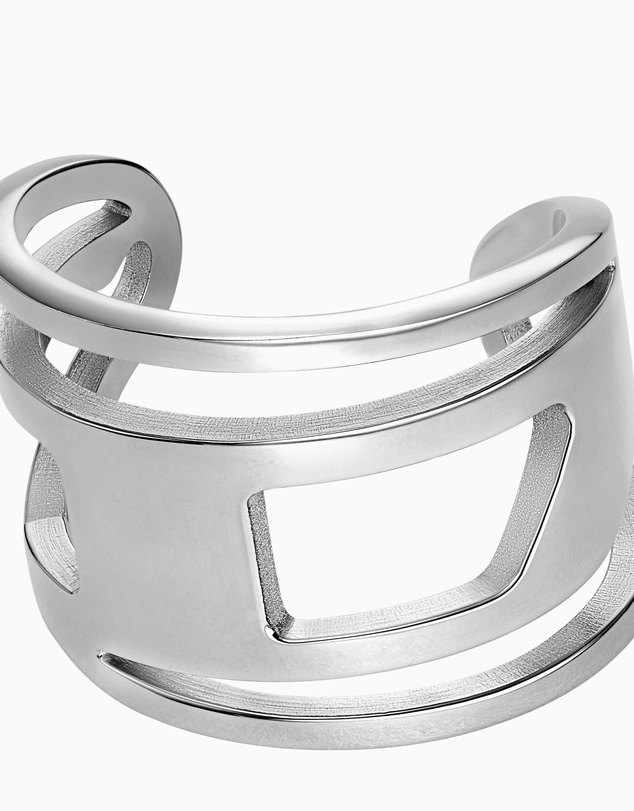 Diesel - Oval D Logo Silver Tone Ring