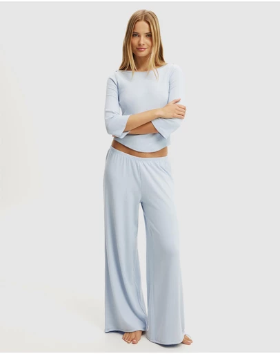 Cotton On Body - Dreamy Soft Pointelle Wide Pant 3/4 Sleeve Top