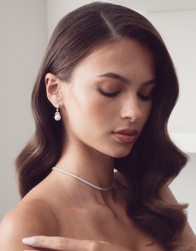 The White Collection - Sidney Necklace - Baguette Gold Bridal Necklace