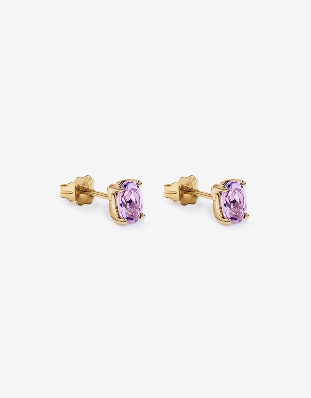 Michael Hill - Oval Rose Amethyst Stud Earrings in 10kt Yellow Gold