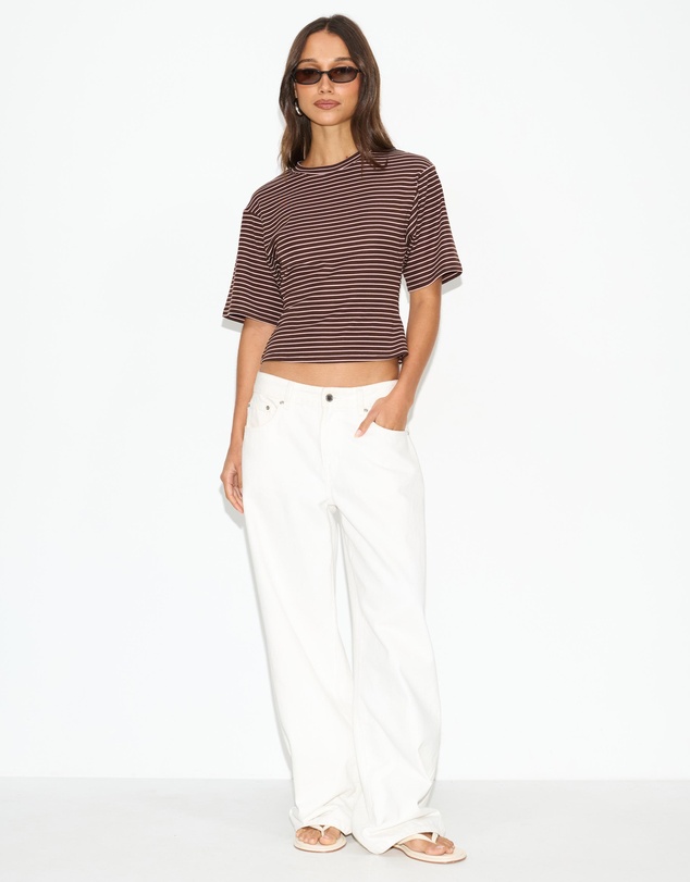 Dazie - Agnes Striped Cinched Short Sleeve Tee