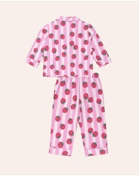 Huxbaby - Strawberry Fields Forever Stripe Flannel PJ - Babies-Kids