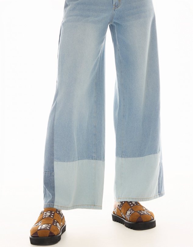 THE TALES - Farrah Wide Leg Patch-Worked Denim Jeans