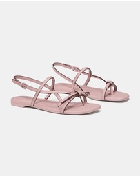Kate Spade - Loop Crinkled Patent Leather Flat Sandals