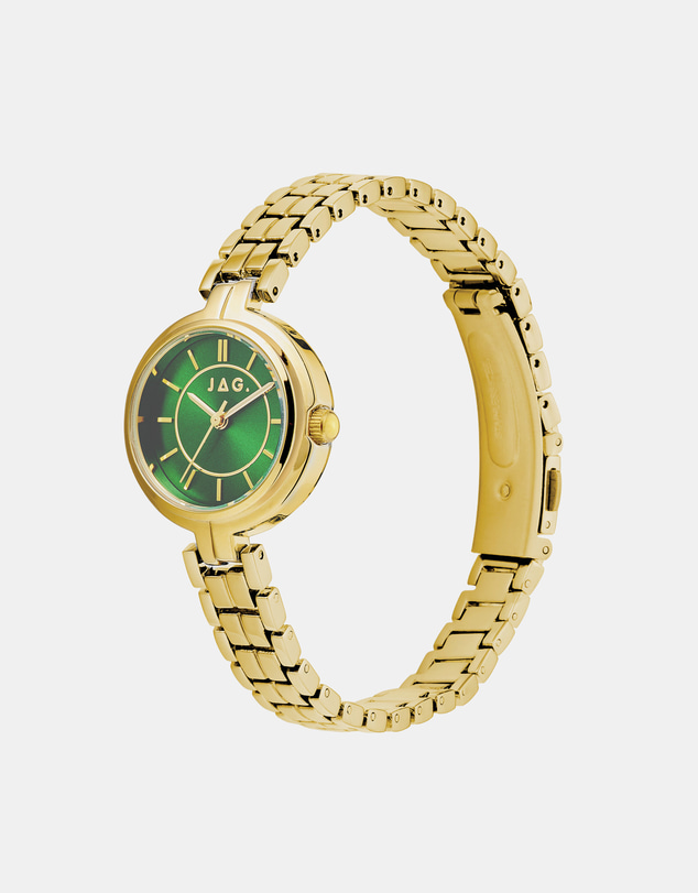 Jag - Kelly Womens Green Dial 27mm Gold Watch