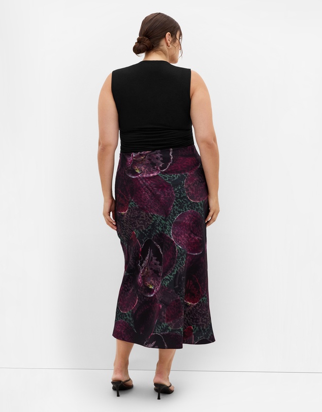 City Chic - Plus sizeSienna Orchid Print Midi Skirt - blackberry