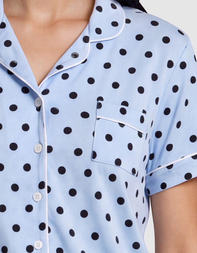 Sant And Abel - Women's Spotty Blue Bamboo Short PJ Set