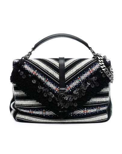 Pre-Loved by Azura Reborn - Pre-Loved Large Chevron Berber Monogram College Satchel