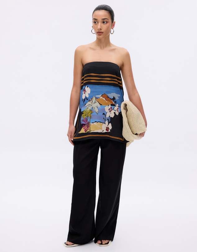 Minima Esenciales - Moonlit Palms Strapless Top