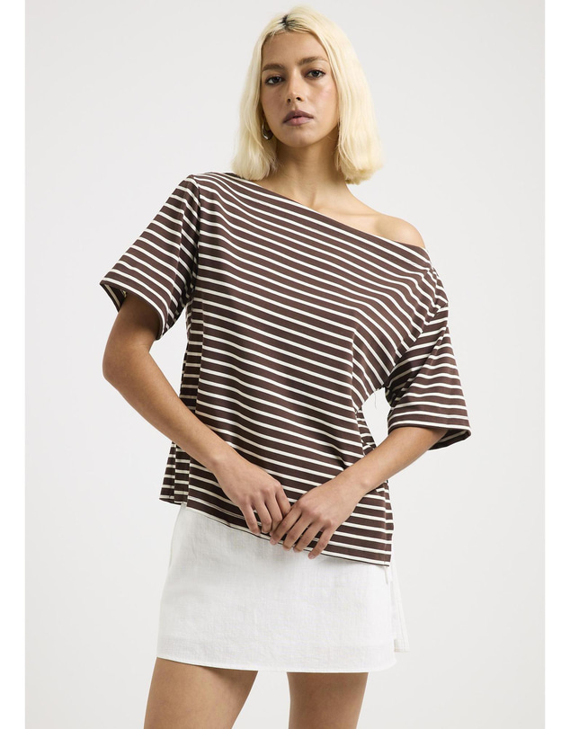 Subtitled - Amber Asymmetric Stripe Top