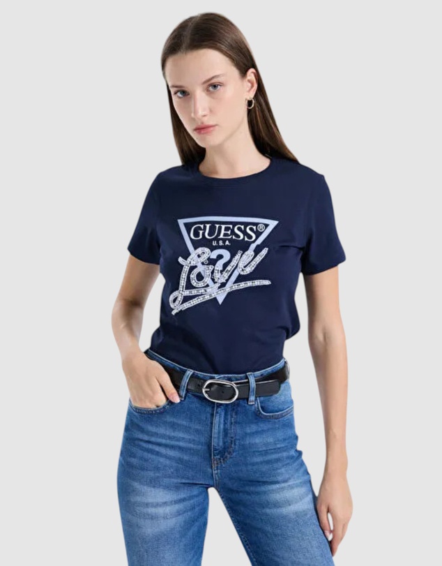GUESS - Love Triangle Pearls Short Sleeve T-Shirt
