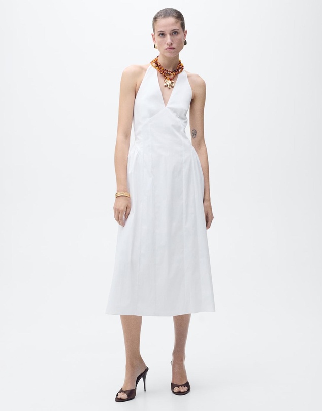M.N.G - Valenti Halter Neck Cotton Midi-Dress