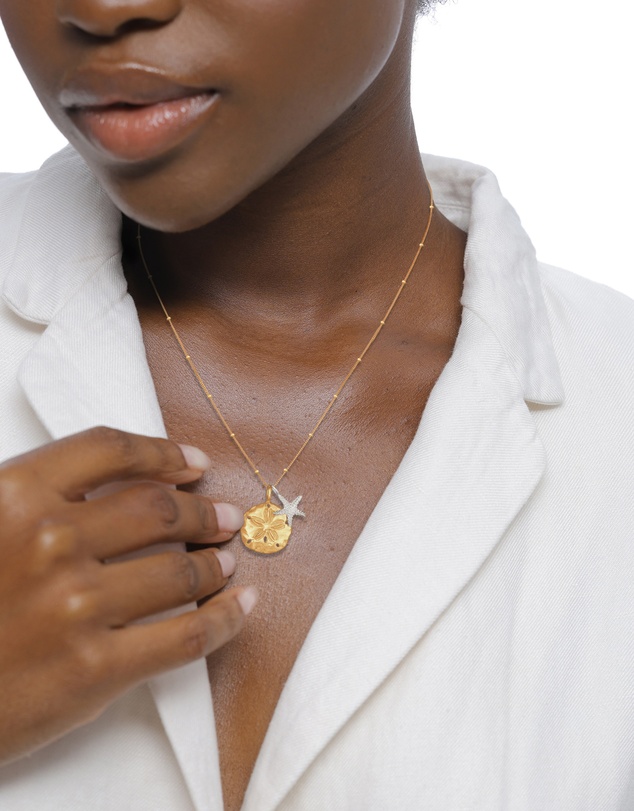 Elli Jewelry - Necklace Flower 925 Sterling Silver Gold-Plated