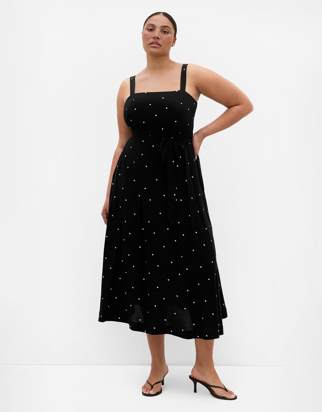 City Chic - Plus size Lola Spot A-Line Maxi Dress - black