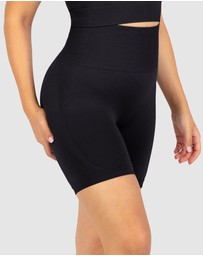 B Free Intimate Apparel - Square Neck Short Sleeve Crop Top & High Waist Midi Biker Shorts