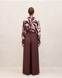 Trenery - Pleat Detail Palazzo Pant in Espresso