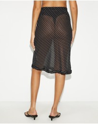 Dazie - Cascade Semi Sheer Polka Midi Skirt