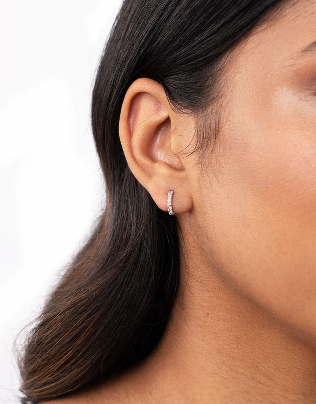 Lovisa - Sterling Silver Mini Diamante Huggie Earrings