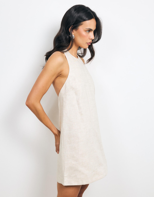 AERE - Kya Halter Neck Scoop Back Mini Dress