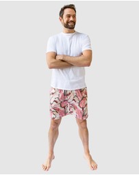 Sant And Abel - Men's Martinique® Pink Banana Leaf Sleep Shorts