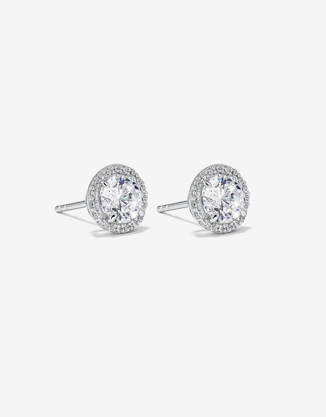 Michael Hill - Round Brilliant Cubic Zirconia Halo Stud Earrings in Sterling Silver