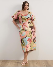 Atmos&Here Curvy - Kiki Puff Sleeve Cotton Poplin Midi Dress