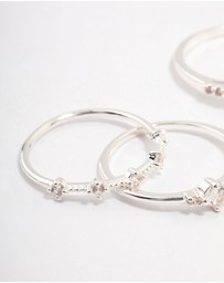 Lovisa - Silver Plated Elegant Stacking Ring 3-Pack