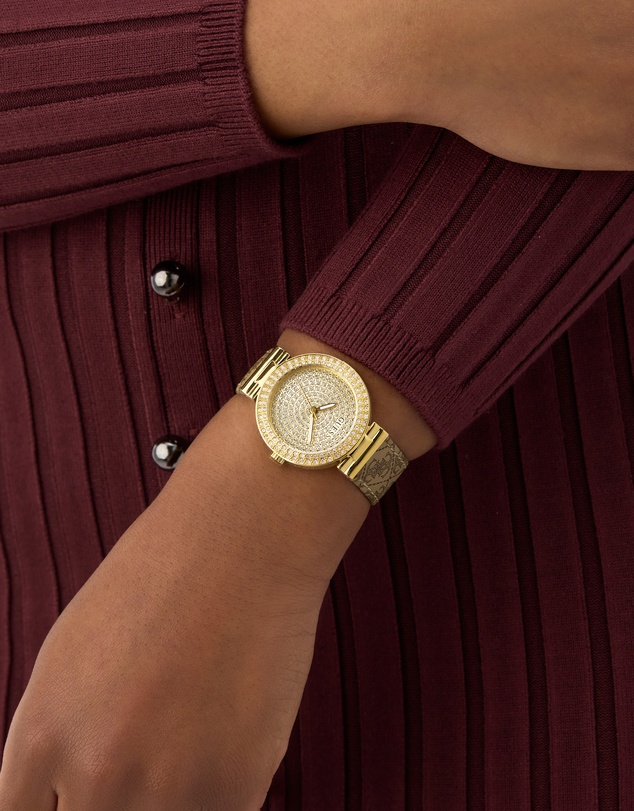 GUESS - Guess Ivy Ladies Beige Gold Tone Analogue Watch