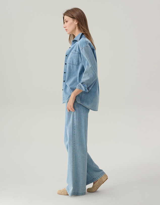 IDA+S - Lara Light Denim Button Down Top